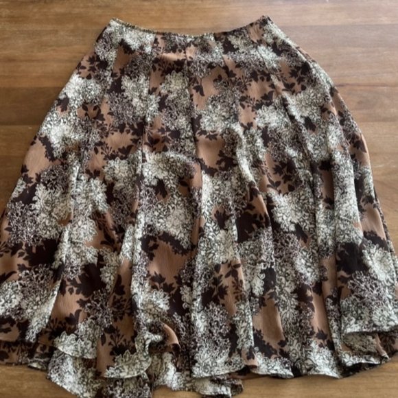 Christopher & Banks Midi Skirt Size 6 Floral Pattern A-Line Side Zip w/Liner - Picture 2 of 8